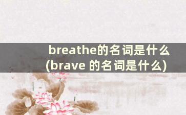 breathe的名词是什么(brave 的名词是什么)